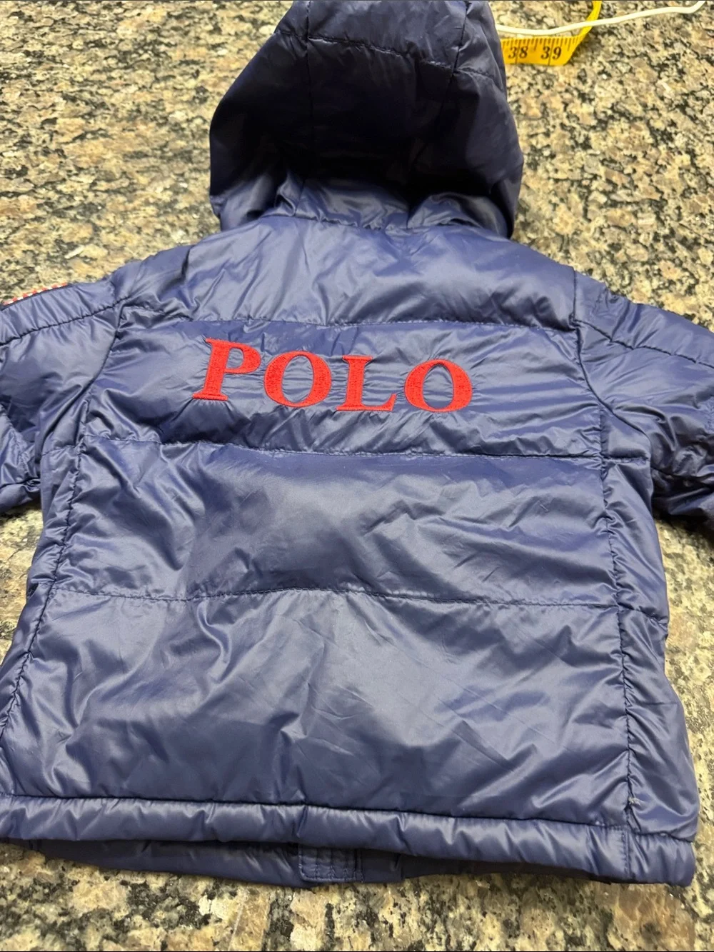Ralph Lauren Navy Puffer Jacket with Red Accents EUC 18 months